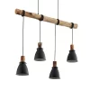 Trebale 4 Lámpara Colgante Black/Wood - Lindby