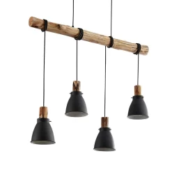 Trebale 4 Lámpara Colgante Black/Wood - Lindby