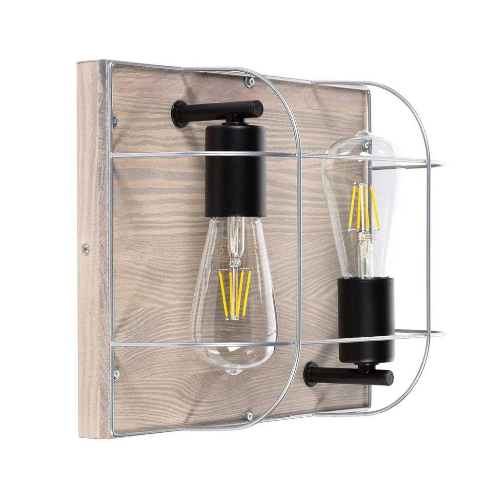 Neptuna 2 Square Lámpara De Techo Grey Wood/Black/Grey - Envostar