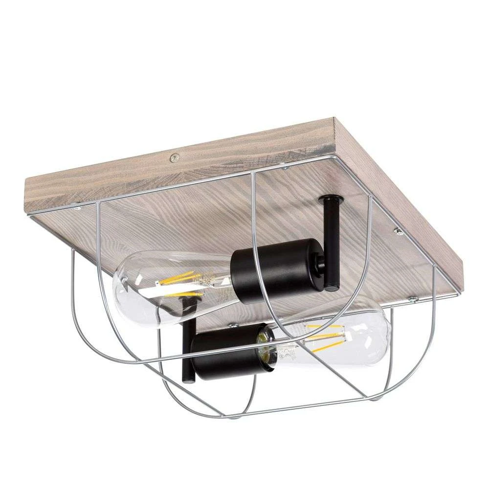 Neptuna 2 Square Lámpara De Techo Grey Wood/Black/Grey - Envostar - Imagen 3